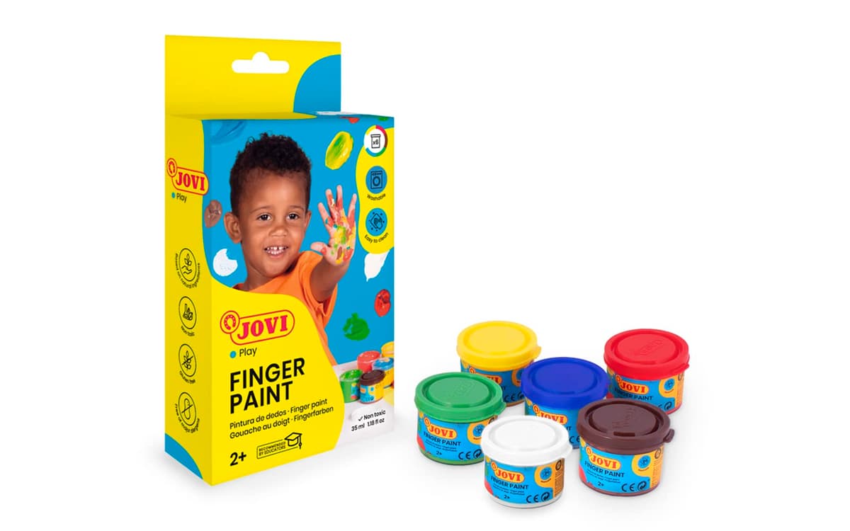 Jovi - Pintura de dedos - estuche de 6 botes de 35 ml - a partir de 2 años - ingredientes naturales - sin gluten