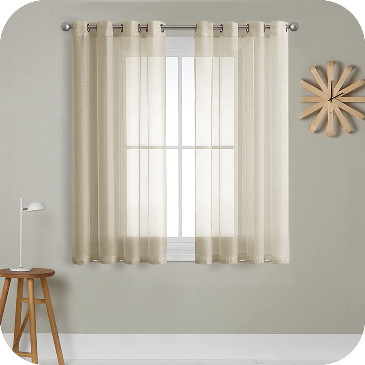 MRTREES Cortina para Ventana Dormitorio Translúcidas Visillos Paneles para Ventanas Sala para Niños Sala Comedor 2 Piezas 140×245cm Blanco — view 45