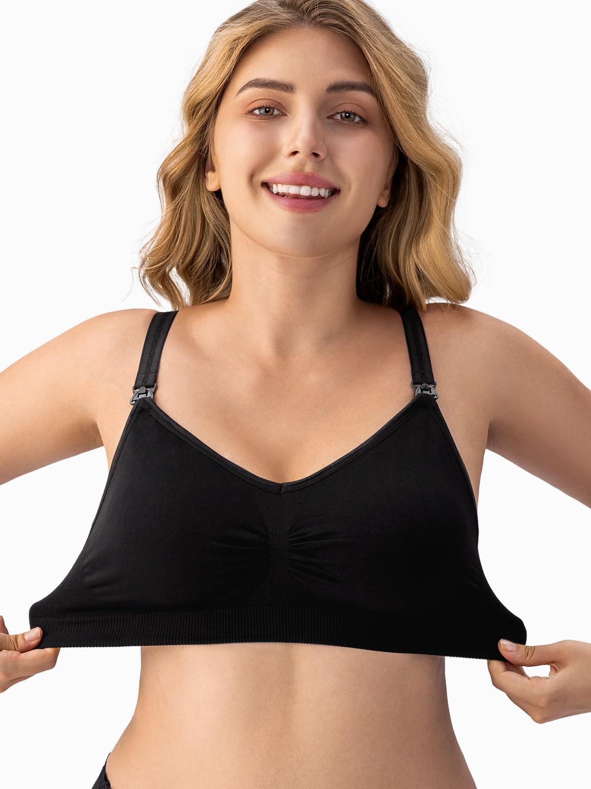 HBselect 3 Pack Women’s Nursing Bra Wireless Seamless Maternity Bra Breastfeeding Bras Bralette with Removable Bra Pads Extenders — view 3