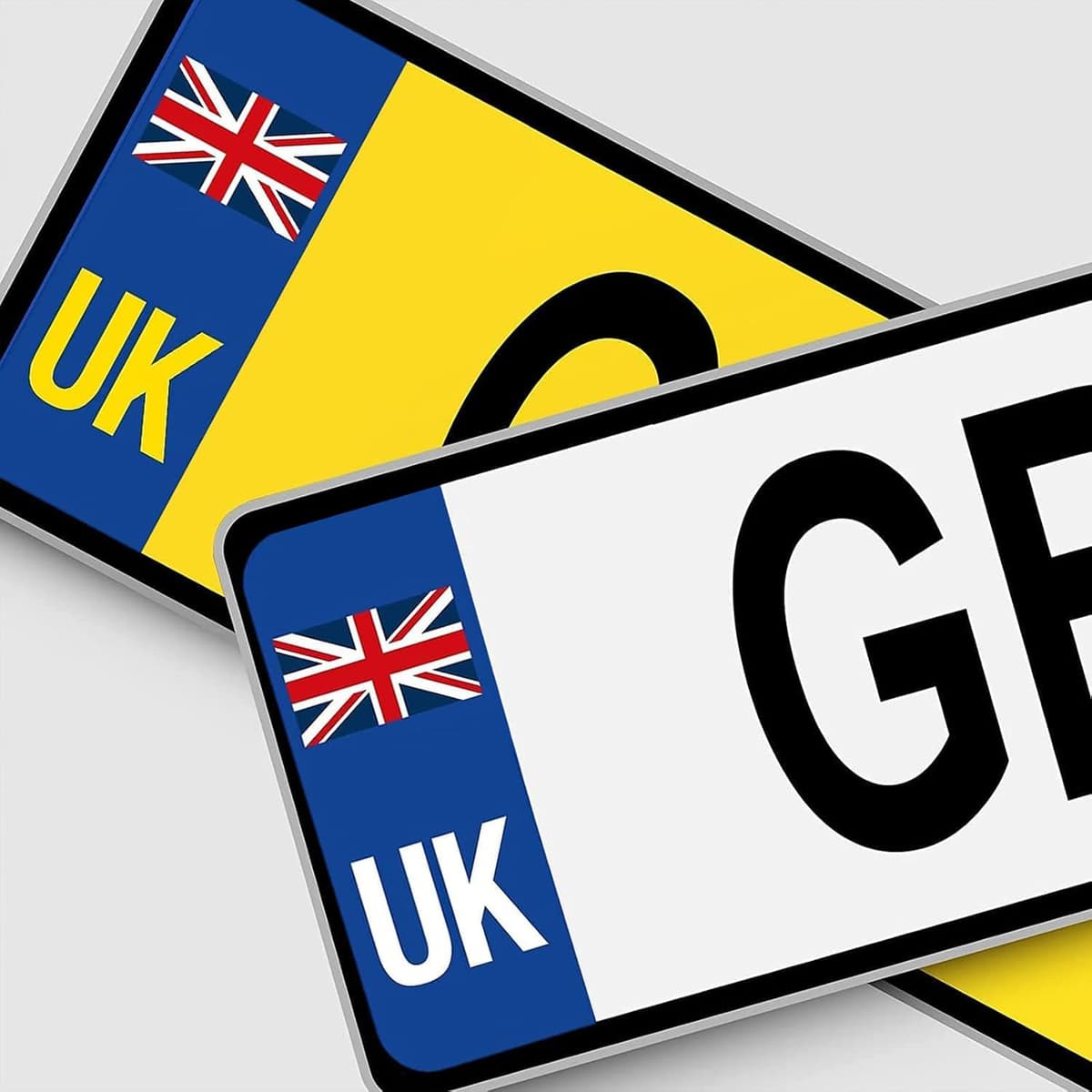 BEEWAY UK Car Stickers for Europe - 2x UK Oval + 4x Number Plate Stickers - Gloss Laminated, Self-adhesive Vinyl Sticker for Cars, Vans, Trucks Driving in European after Brexit GB — view 2
