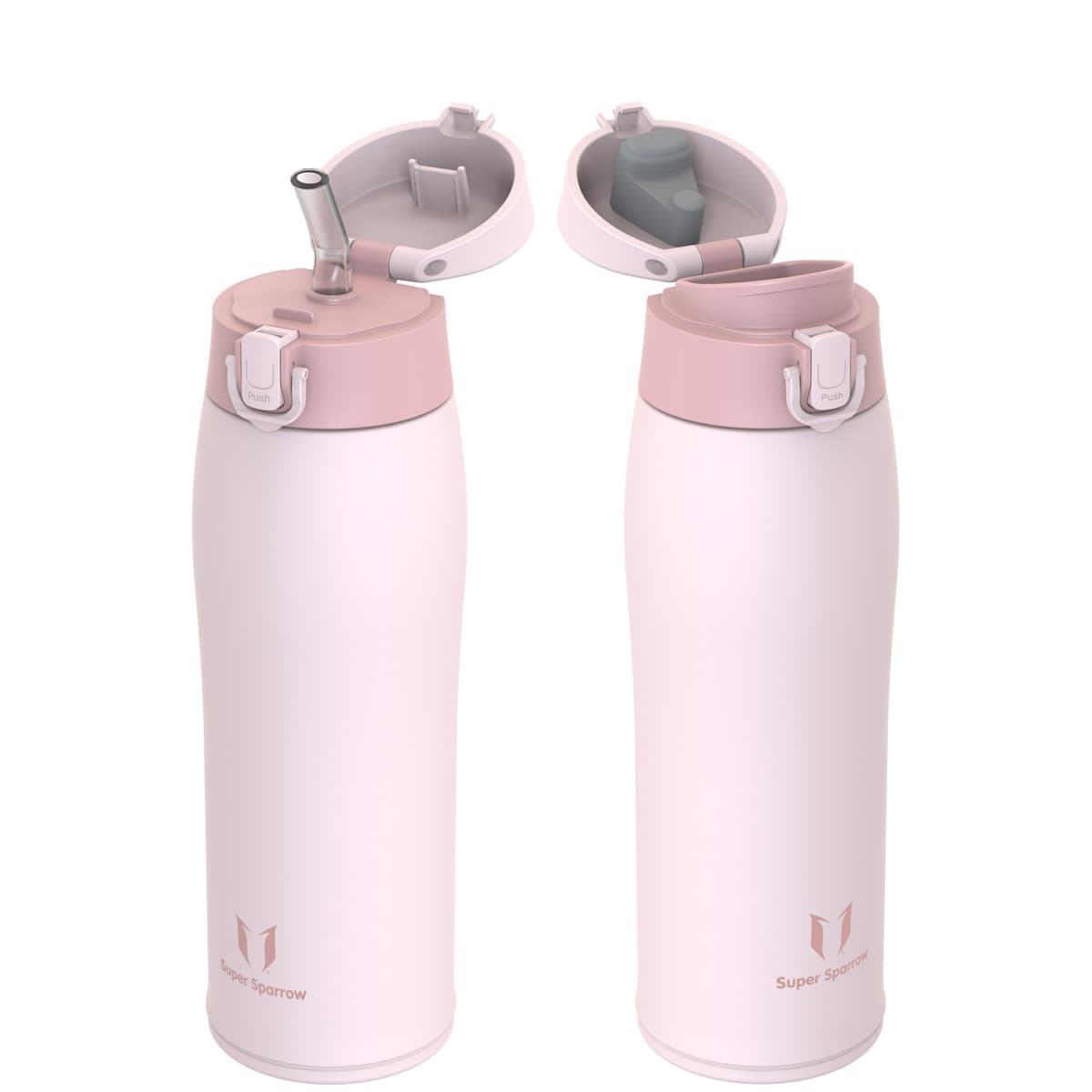 Super Sparrow Insulated Water Bottle - Travel Mug - 500ml, 750ml，950ml - Stainless Steel Water Bottles - BPA Free - Leakproof Metal Bottles - Includes 2 Lids, Straw Lid & Spout Lid — view 35