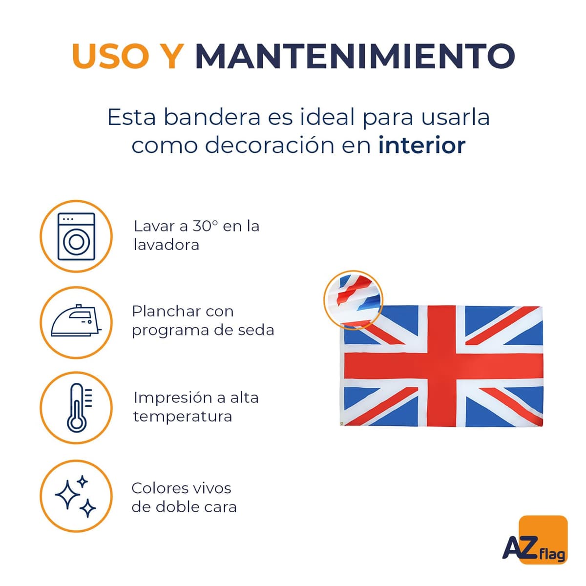 BANDERA del REINO UNIDO 90x60cm - BANDERA INGLESA - BRITANICA – UK 60 x 90 cm poliéster ligero - AZ FLAG — view 5