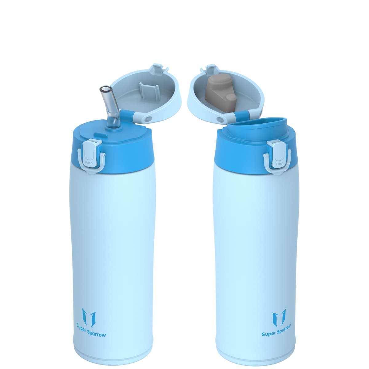 Super Sparrow Insulated Water Bottle - Travel Mug - 500ml, 750ml，950ml - Stainless Steel Water Bottles - BPA Free - Leakproof Metal Bottles - Includes 2 Lids, Straw Lid & Spout Lid — view 53