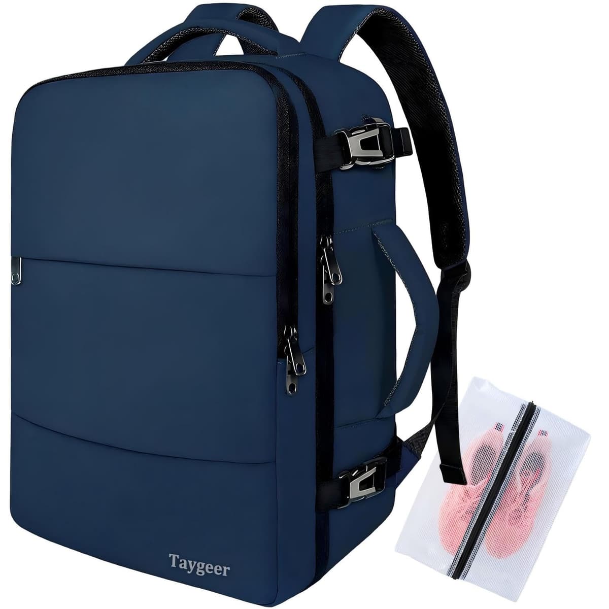 Taygeer for New Ryanair Cabin Bags 40x30x20 Underseat, Travel Backpack Cabin Size, Rucksack for Plane Hand Luggage Backpack for Travelling, Ryan Air Cabin Bag 40x30x20 with Separate Shoe Pouch, Black — view 12