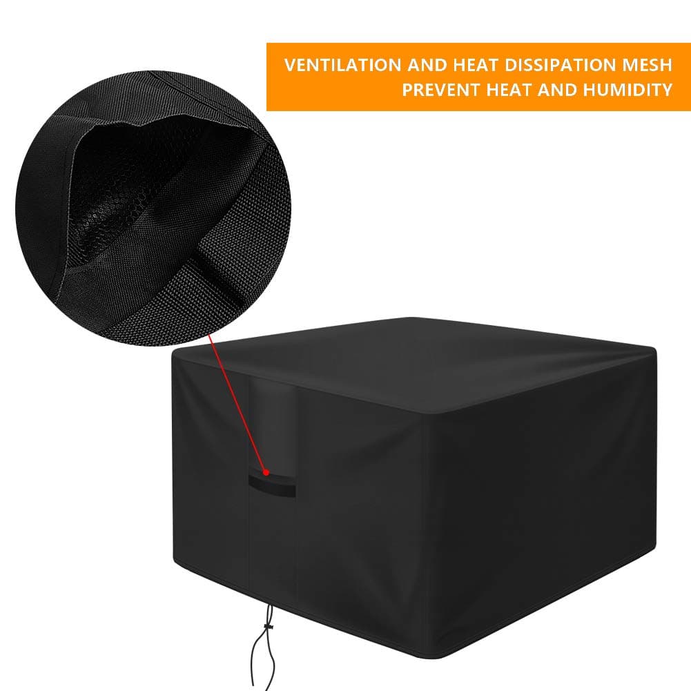 OKPOW Fire Pit Cover 90cm,Firepit Covers Waterproof Square-600D,Fire Bowl Cover Anti-UV,Heavy Duty Rip Proof Oxford Fabric Firepit Cover,Square Fire Pit Covers- Black(90cm*90cm*50cm) — view 2