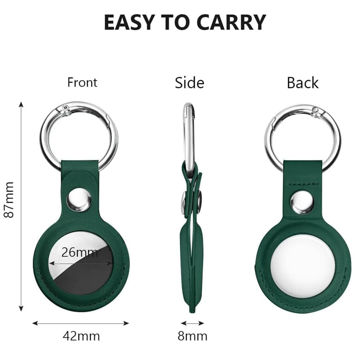 Ainiv Keychain for AirTag, 1 Piece Keychains for AirTag Protective Case, PU Locator Portable Anti-Lost, Protective Leather Case Bluetooth Tracker Pets and Backpacks — view 2