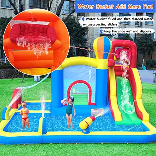 Baralir Bouncy Castle with Water Slide – Backyard Inflatable Water Park with 4 Sprinklers, 2 Splash Pools, Fits 5 Kids, Perfect for Summer Fun & Cooling Down — view 2