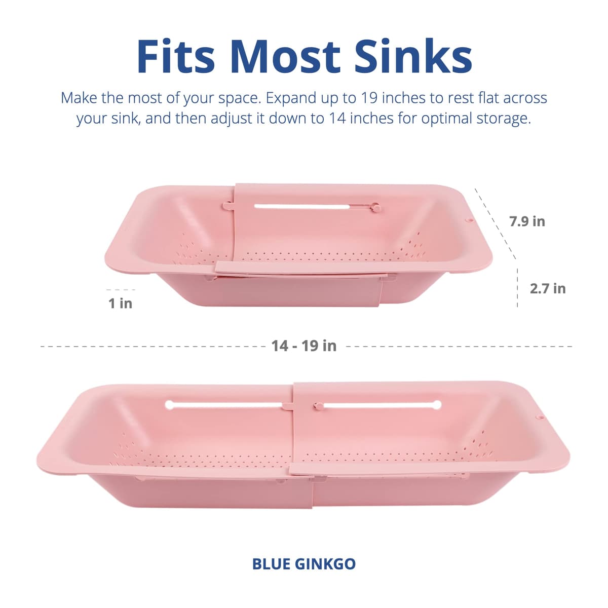 Blue Ginkgo Sink Strainer - Washes Vegetables and Fruits, Drains Cooked Pasta and Dry Dishes - Extendable - New Home Kitchen Essentials — view 5