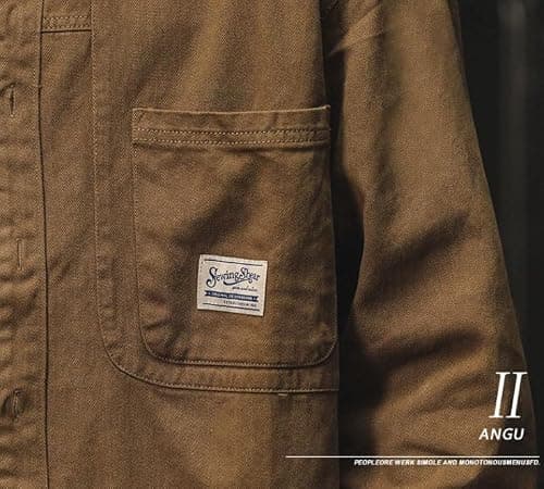 Men’s Utility Shirt Jacket, Heavyweight Canvas Long-Sleeve Button-Front Workwear Top with Chest Pockets, A-black, X-Large — view 4