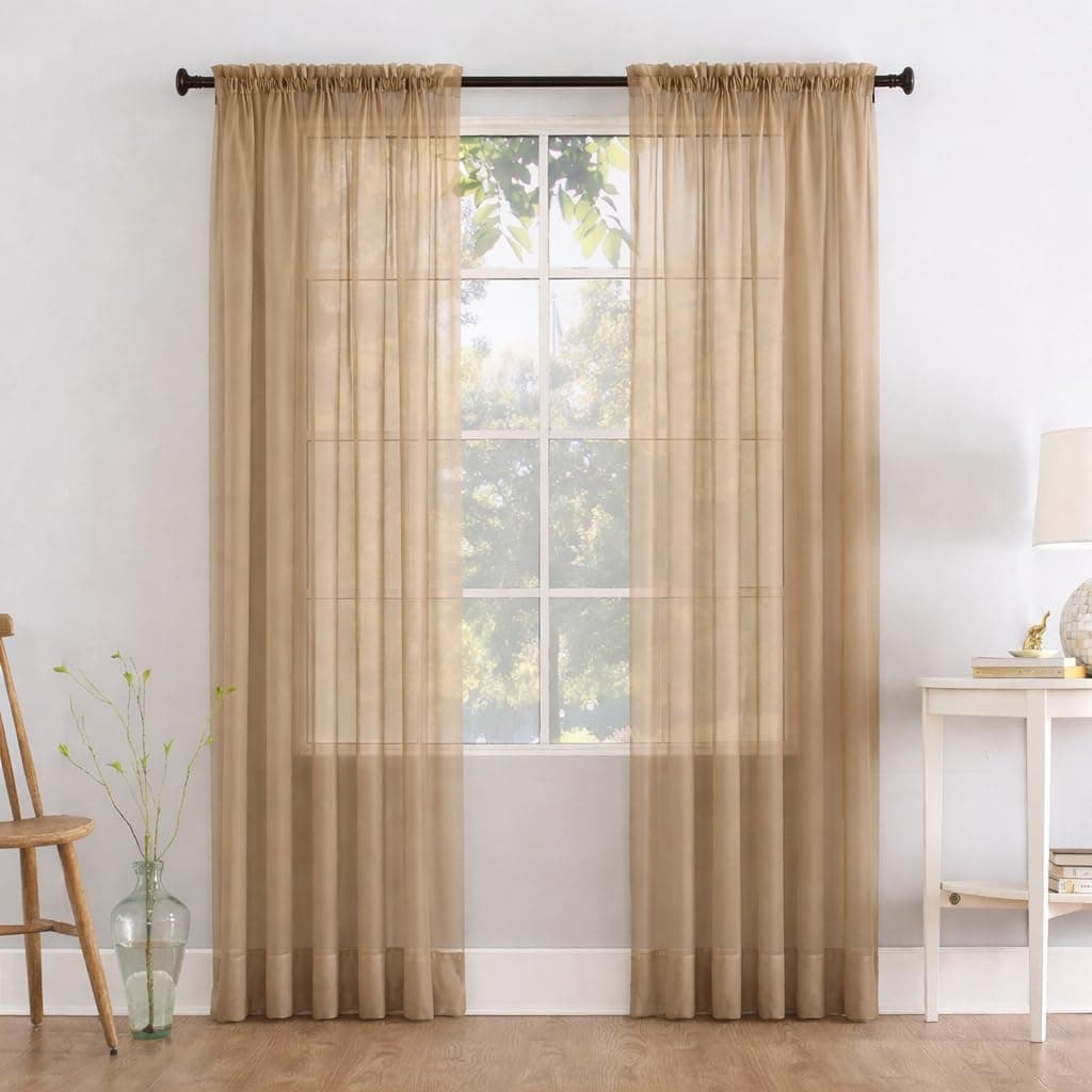 Megachest a pair of slot top voile curtains (Pure White, 56" wideX81 drop 2 Panels) — view 25