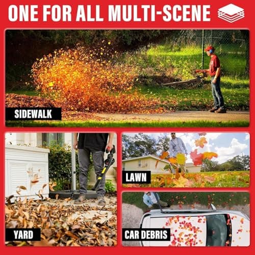 MZK Cordless Leaf Blower,20V Battery Powered Electric Blower for Lawn Care, Electric Lightweight Leaf Blower for Blowing Leaves, Patio Cleaning and Dust(2 * 2Ah Battery & Charger Included), Wine Red — view 3