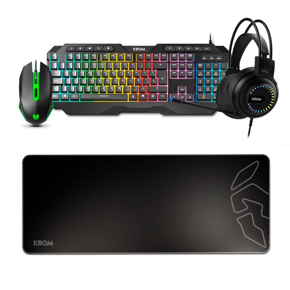 KROM Kalista - Teclado Gaming de Membrana RGB Rainbow, Formato 62%, Modo Gaming, N-19 Anti-ghosting, Windows | Mac, Layout español, Negro — view 15