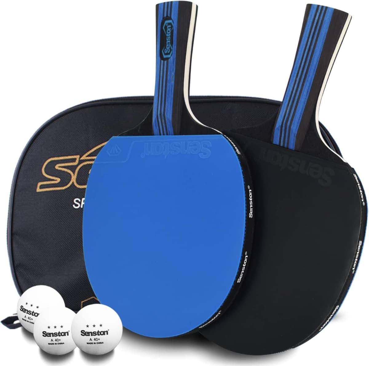 Senston Palas Ping Pong,Pelotas Ping Pong Set, 2 Raquetas de Tenis de Mesa + 3 Pelotas + 1 Bolsa,el Entrenamiento/Kit de Raqueta recreativa — view 10