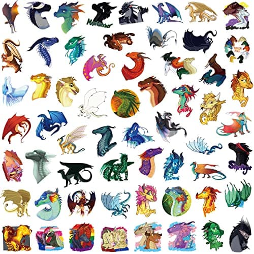 60PCS Wings of Fire Dragon Stickers Pack Manga Character Sticker for Water Bottle Laptop Skateboard Journal, Waterproof Vinyl Cool Decals for Teens Adults Party Supplies — view 2