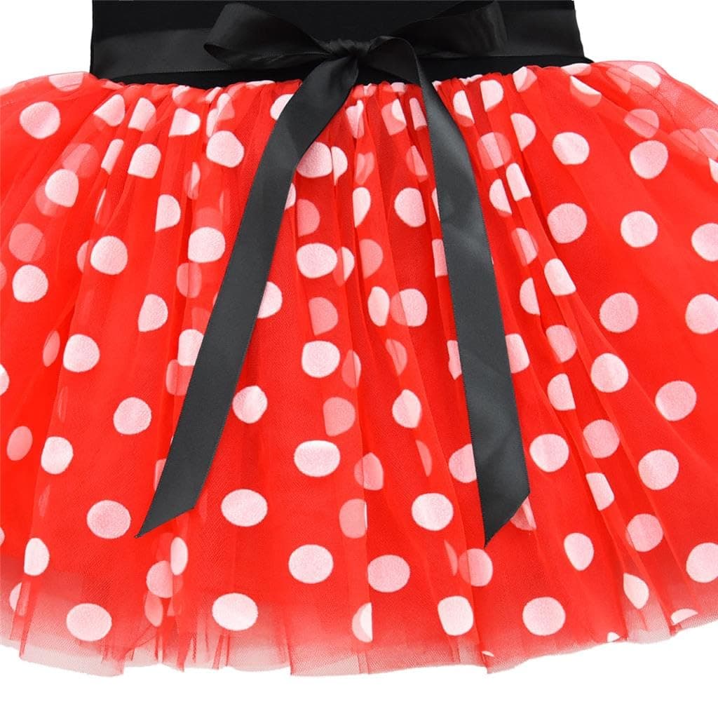 Lito Angels Disfraz de Carnaval Ratona Mouse para Niña con Orejas de Ratón Aro de Pelo, Vestido de Tul Falda Tutu con Lunares, Talla 3-4 años (etiqueta de tela 110), Rojo — view 4