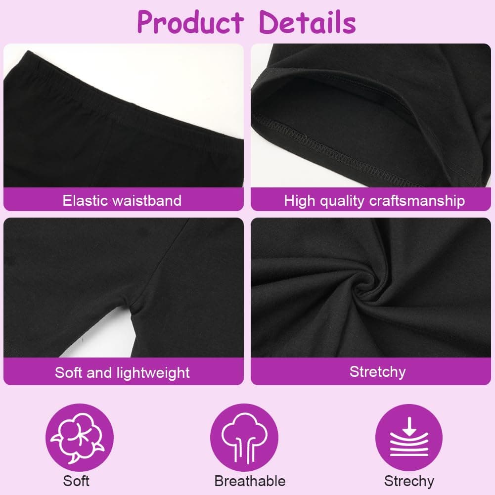 AOOWU Pantalones Corto de Danza para Niñas, 3 Piezas Pantalones Cortos de Ballet para Niños, Short Pantalones de Gimnasia Ballet Niños con Cintura Elástica para 9-10 Años (140CM) — view 4