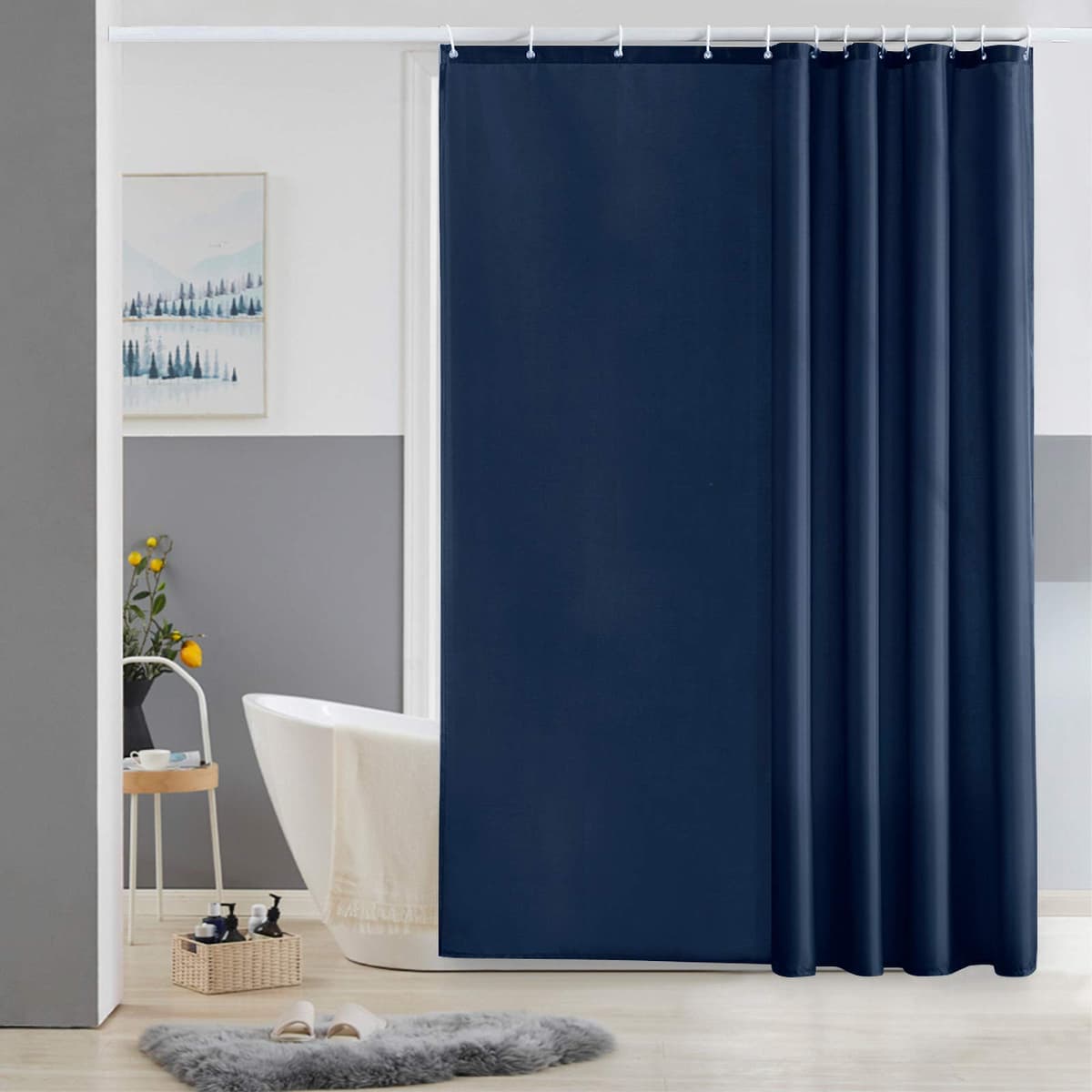 Furlinic Cortina Ducha 200x200cm Antimoho Impermeable Lavable Blanco Tela Poliéster Grandes Cortinas de Baño con 12 Aros de Cortina Ducha. — view 39
