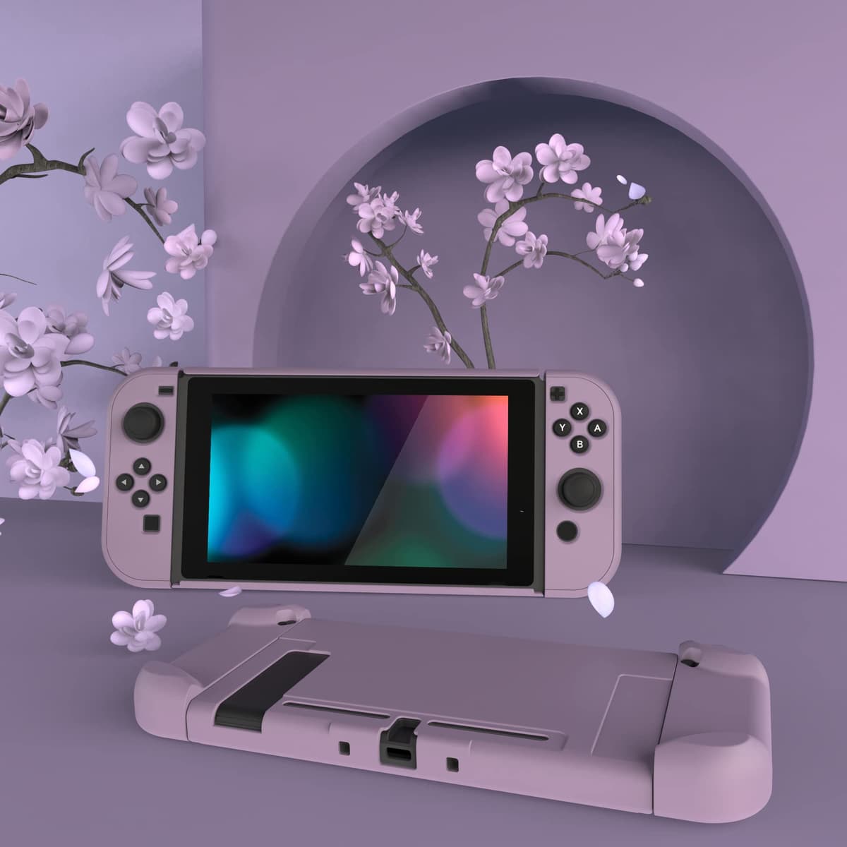 eXtremeRate PlayVital Funda para Nintendo Switch Carcasa Estuche Acoplable Protector Tacto Suave Case de Joycons Protectora Duradera Cover Cáscara para Control Switch Joycon Consola(Violeta Grisáceo) — view 4