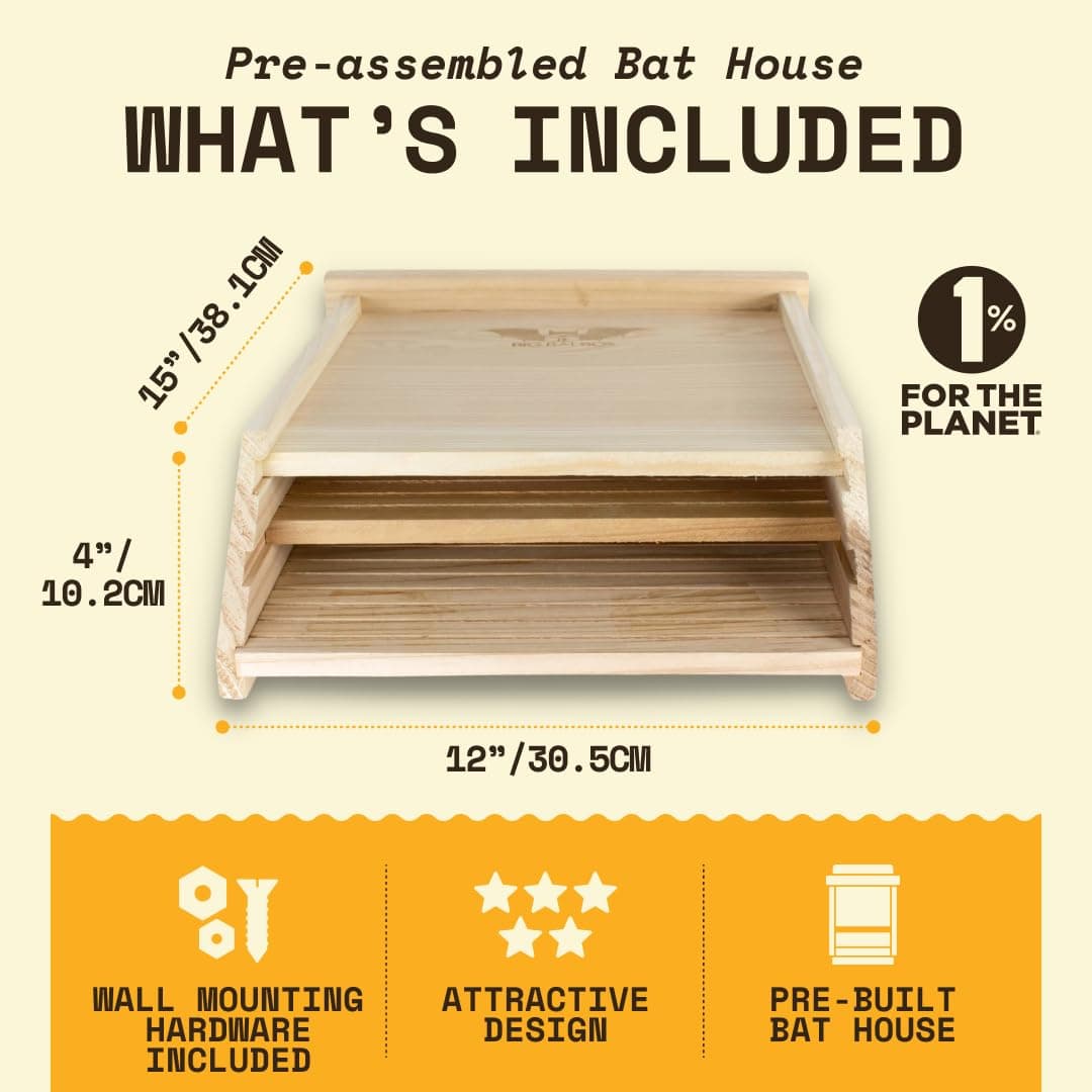 Wildyard Bat House For Outdoors -Casa Completa de Murciélagos para Exteriores - Limpia tu Patio de Mosquitos - Caja de Murciélagos sin Pintura en su Interior — view 4