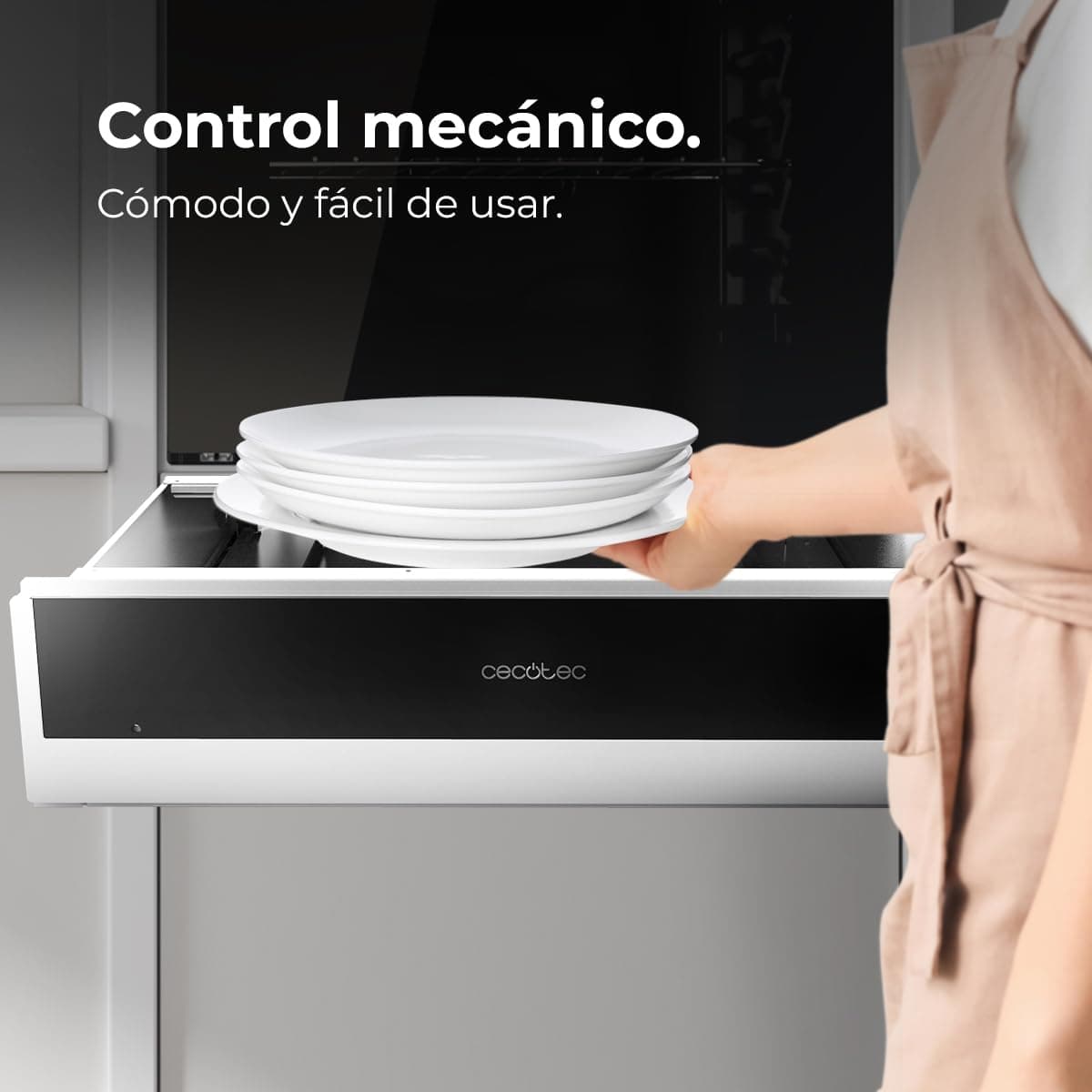 Cecotec Bolero Hexa WD Edge Integrable 60cm Dish Warmer Drawer 470W Maximum Power, Adjustable Temperature 30-80º, Mechanical Control, Indoor Non-Slip Mat, Black and Stainless Steel — view 6