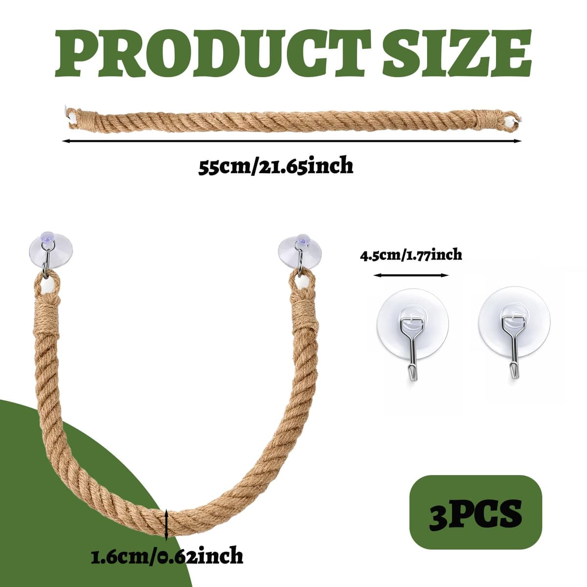 Leopard Gecko Accessories, Reptile Accessories for Climbing Exercise and Habitat Enrichment, Gecko Accessories with Durable 55CM Rope for Lizards and Snakes — view 2