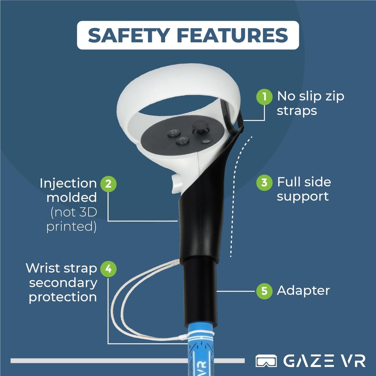 Gaze VR | VR Golf Club Attachments for Meta Quest 2 | Pro Grip | Right & Left Controllers | Blue — view 3