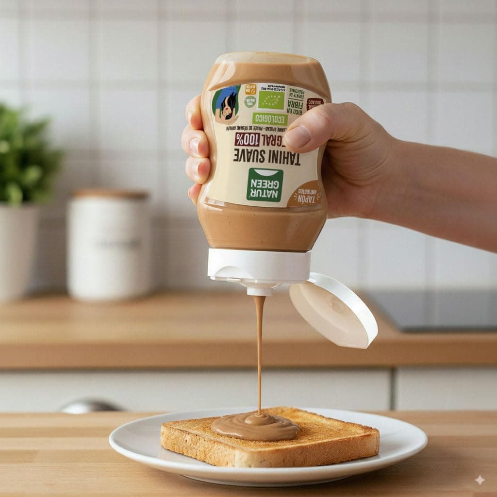 NaturGreen - Tahini Suave Integral Bio, 270 g, Tapón Antigoteo, Puré de Sésamo 100% Ecológico, Textura Cremosa, Rico en Fibra, Sin Gluten ni Azúcares, Fuente de Proteínas, Recetas Saludables — view 5