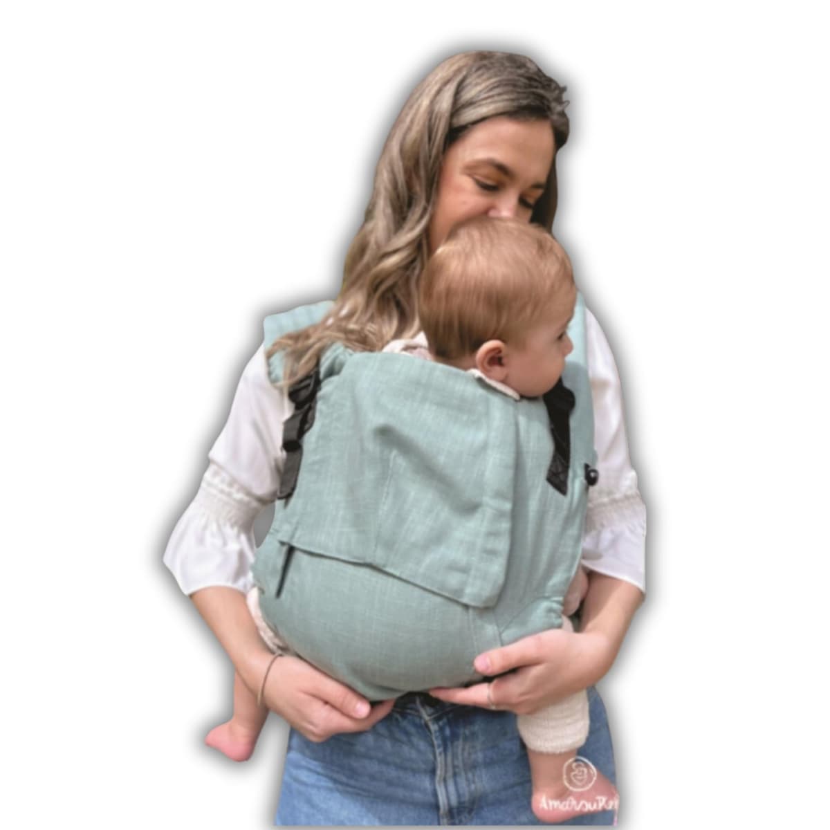 Amarsupiel - Mochila Porteo Bebe Evolutiva y Ergonomica - Cómoda y Fácil de Ajustar a la Espalda - Portabebes Recien Nacido de Algodón - Orgánico & Transpirable (Mint Liso)