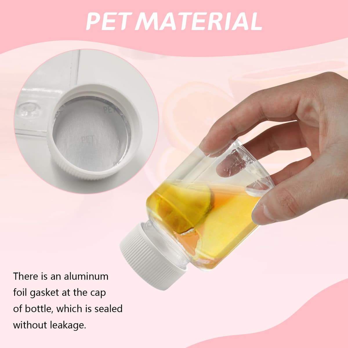 16 Piezas Botellas de Jugo Reutilizables 100ML, Mini Botella de Plástico Cuadrado Transparente y Pegatinas, Botellas de Plástico con Tapa para Guardar Zumo Batidos Bebidas — view 4