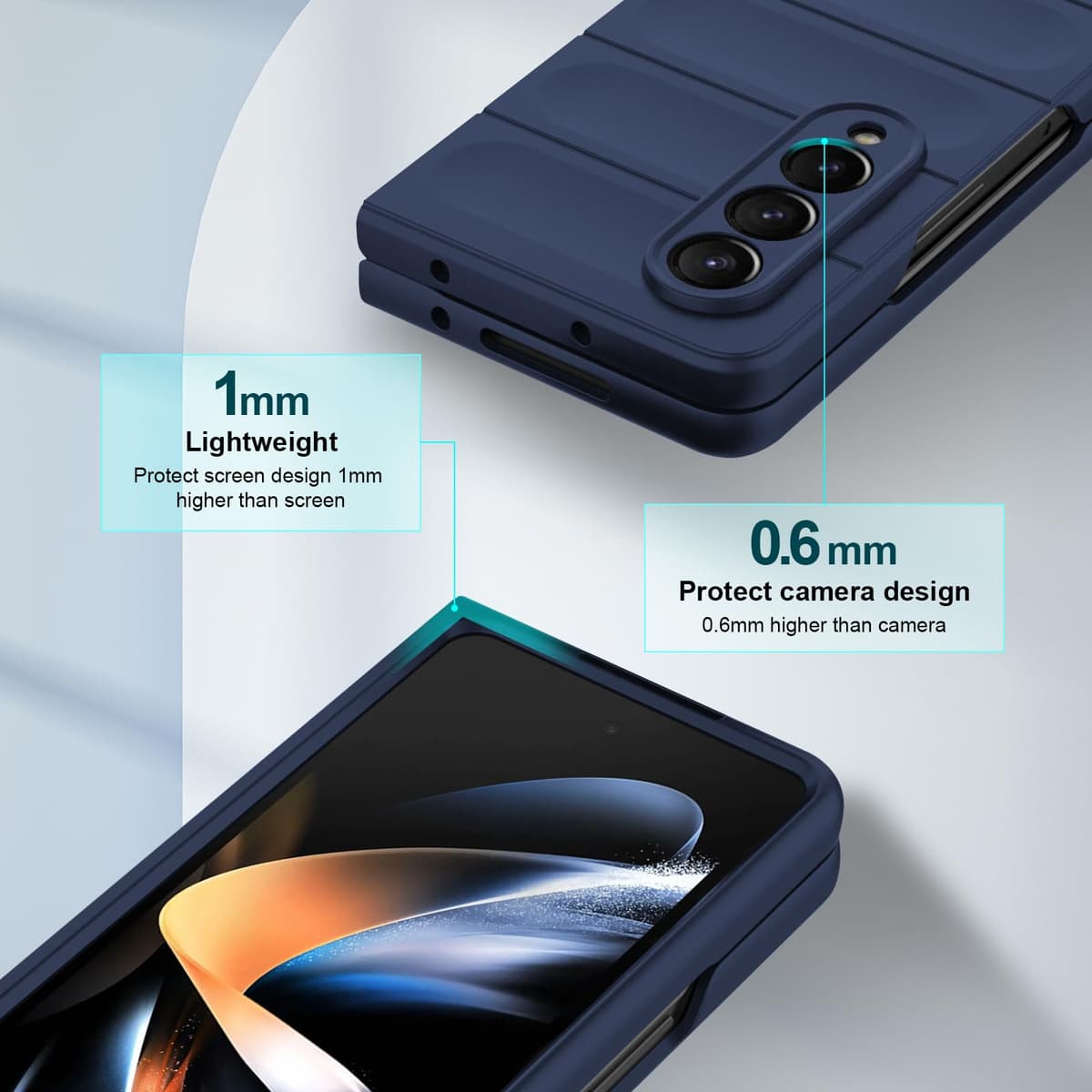 Case for Samsung Galaxy Z Fold 4, Hard PC Slim Fit Bumper Case, Anti-Scratch Shockproof Protective Phone Cover, Blue — view 4