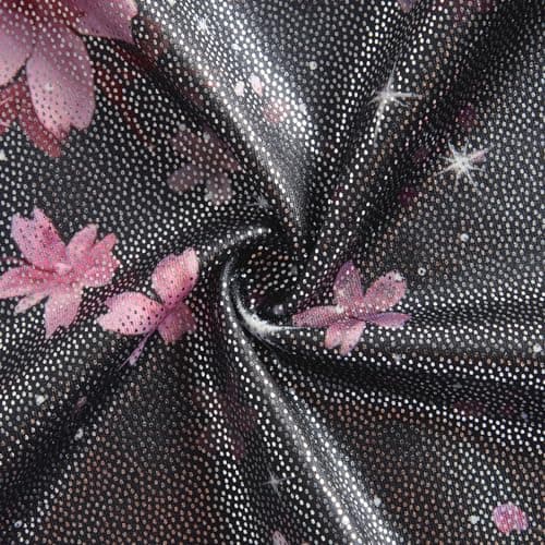 ACOCOPY Girls Leotards for Gymnastics Flower Print Biketards Unitard with Shorts Quick Dry Black Outfits Size 8-9 — view 3