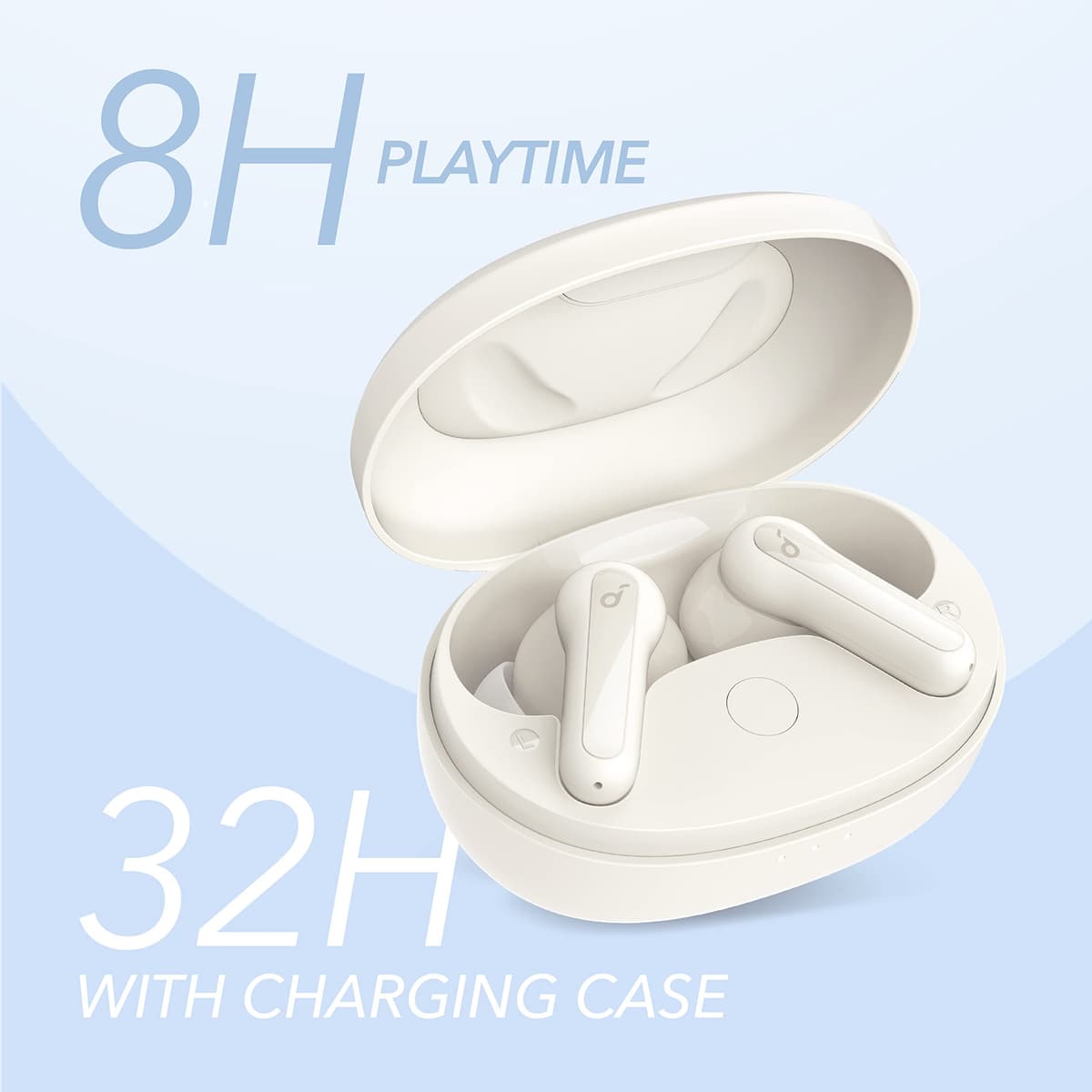 Soundcore by Anker Life P2 Mini True Wireless Earbuds, 10mm Drivers with Big Bass, Custom EQ, Bluetooth 5.2, 32H Playtime, USB-C for Fast Charging, Tiny Size for Commute, Work (Oat White) — view 6