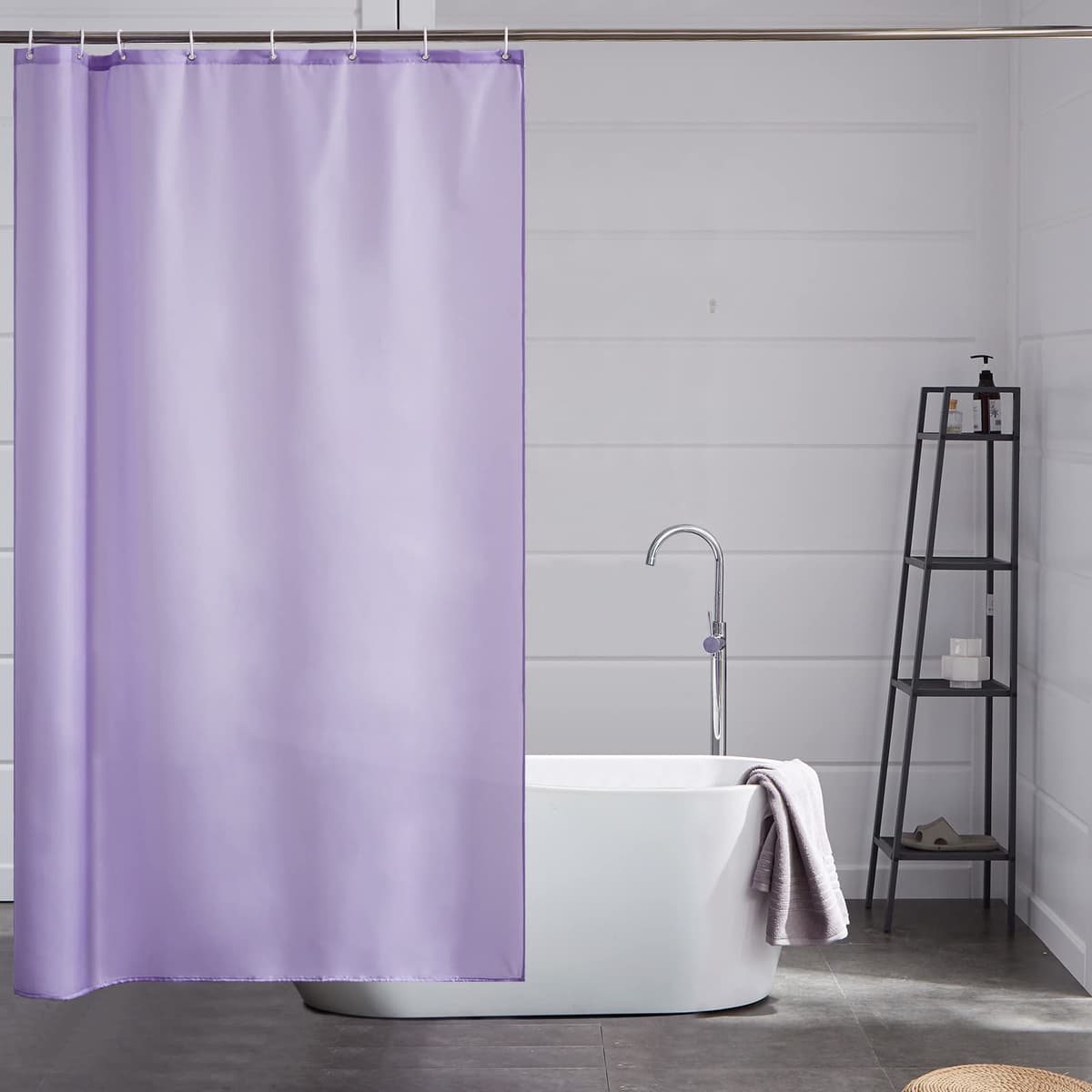 Furlinic Cortina Ducha 200x200cm Antimoho Impermeable Lavable Blanco Tela Poliéster Grandes Cortinas de Baño con 12 Aros de Cortina Ducha. — view 11