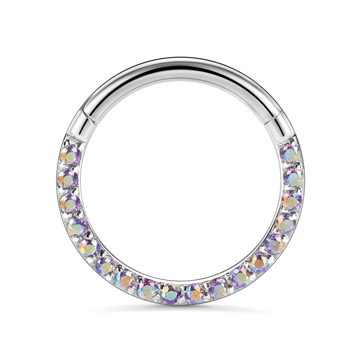 hengkaixuan CZ Opal Septum Jewellery Daith Ring Conch Hoop Seamless Clicker Ring Surgical Steel Rook Tragus Conch Piercing Jewellery Small Hoop Earring Nose Hoop Ring — view 4