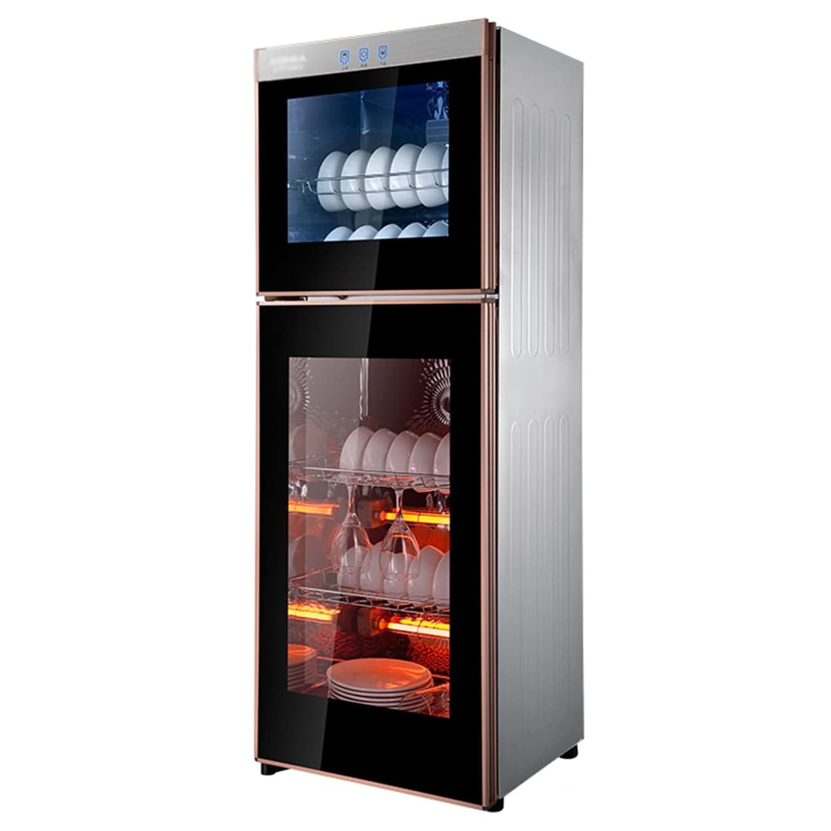 Upright Sterilizing Cabinet, Stainless Steel Disinfection Cabinet for Tableware and Dishes - 168L/198L Capacity