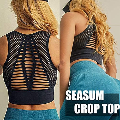 SEASUM Women Sexy Open Back Yoga Shirt Sport Workout Gym Racerback Tank Tops Active Sleeveless Camisole M — view 3