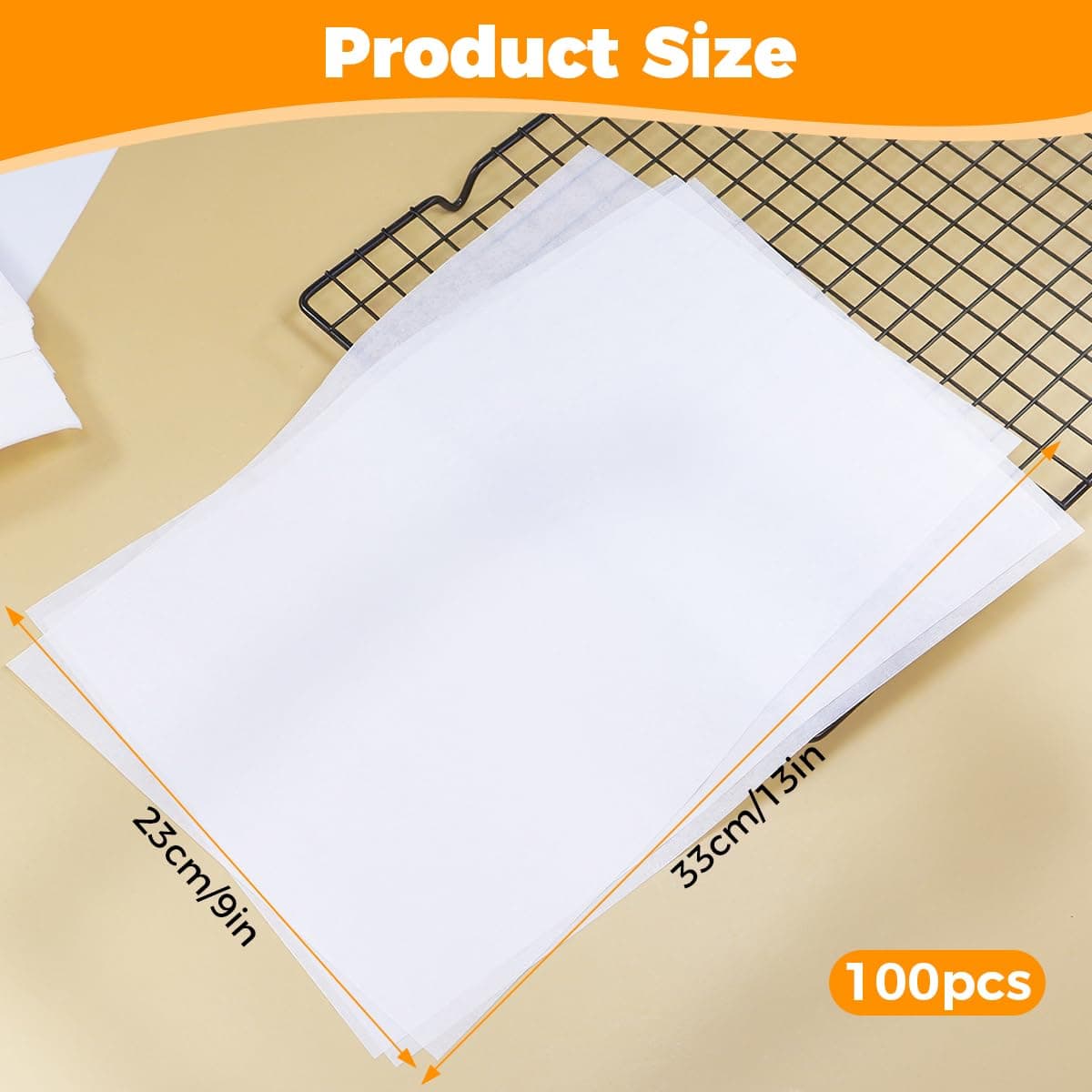 100 Hojas de Papel Encerado para Alimentos,33cm×23cm Papel Antigrasa,Papels Mantequilla,Hojas de Papels de Pan Blanco para Hamburguesas,Barbacoas,Hornear,Queso,Sándwiches,Resistente al Aceite — view 2