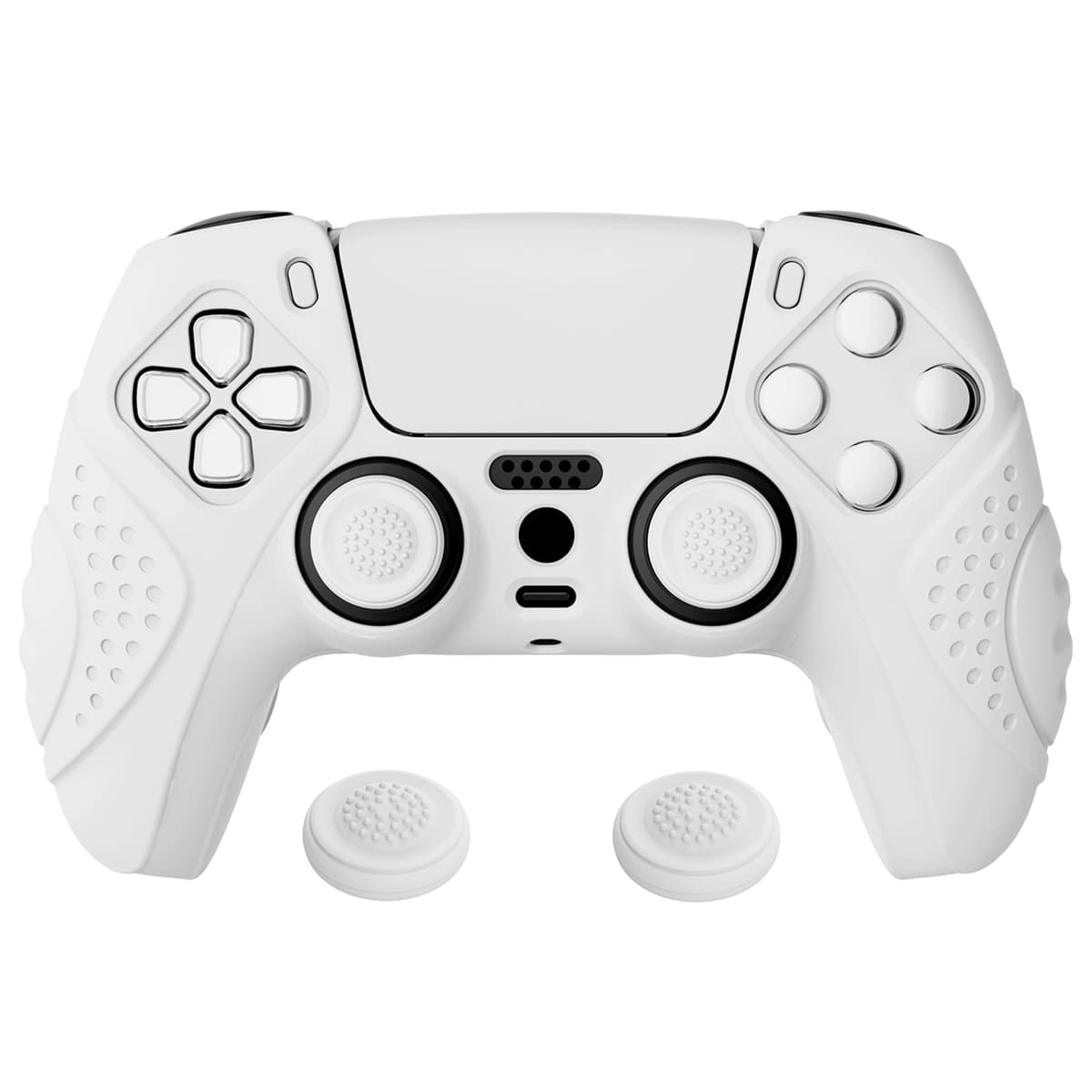 eXtremeRate PlayVital Guardian Edition Ergonomic Soft Anti-Slip Controller Silicone Case Cover for ps5, Rubber Protector Skins with Black Joystick Caps for ps5 Controller - Green & Black — view 24