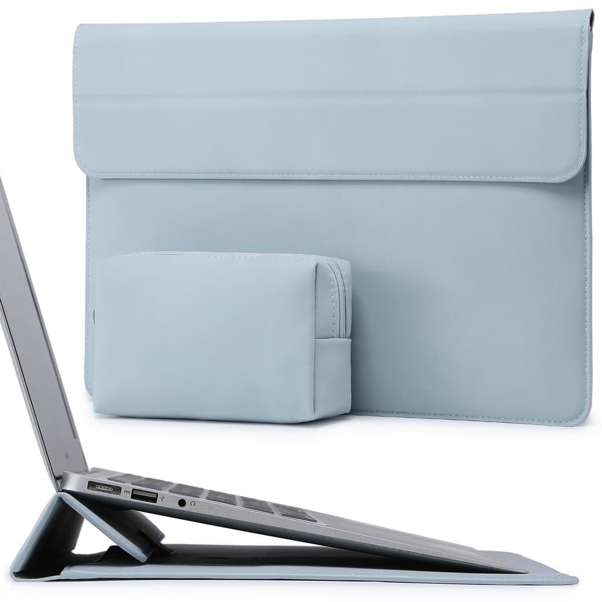 HYZUO 15 Pulgadas Funda para Portátiles con Soporte para MacBook Air 15 M5 M4 A3241 M3 A3114 M2 A2941 2026-2023, 15 Surface Laptop 7/6/5/4, MacBook Pro 15 A1990 A1707 2019-2016, Azul Klein — view 10