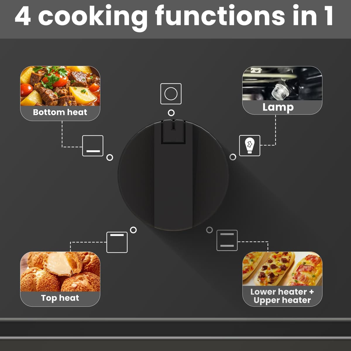 Electric Single Oven Built-in Integrated Black, Installed 65L 4 Functions Electric Single Oven Ideal for Family Cooking Easy Programmable Timer — view 2