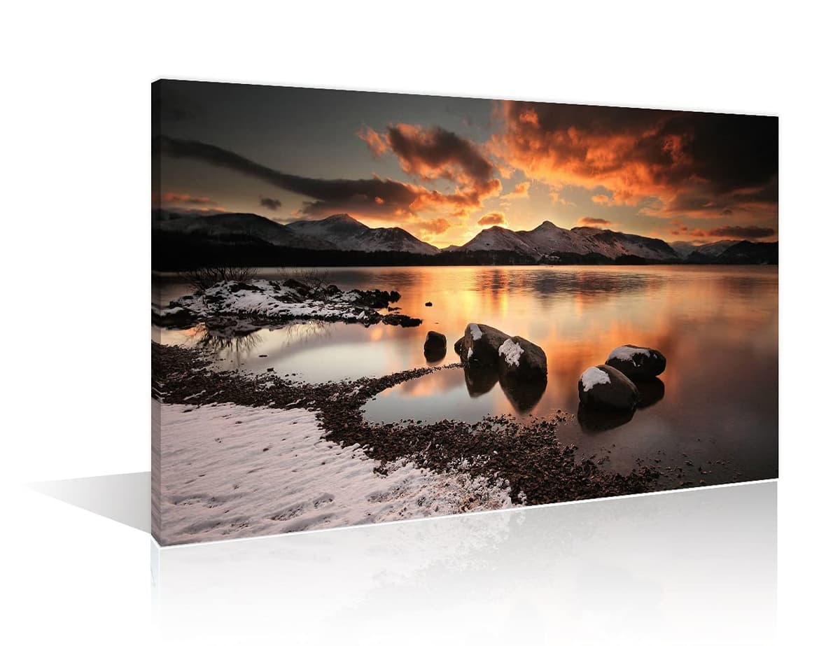 TISHIRON Wall Art Sandy Beach Sunrise Pictures Painting on Canvas Wall Art Modern Framed Seaside Canvas Prints Ready To Hang(24X16in) — view 18