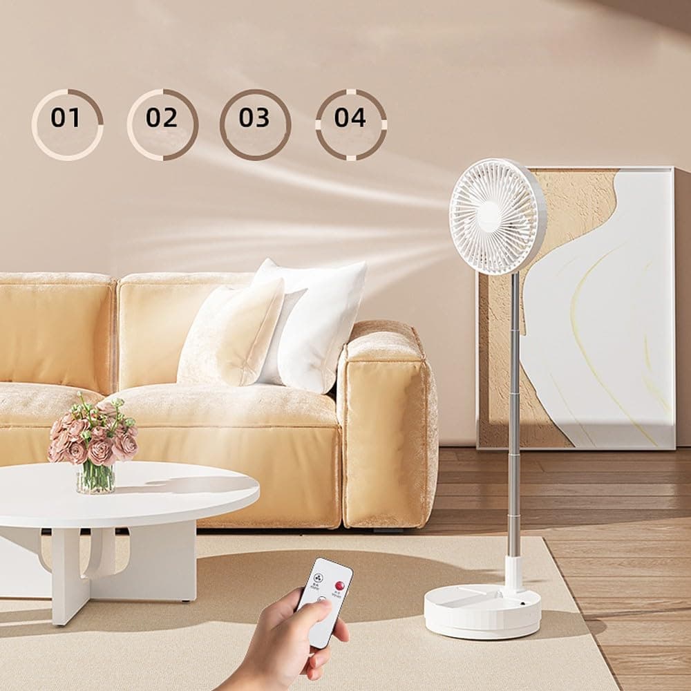 wonderlamp - Ventilador de Mesa Plegable Bensa, Altura Regulable 38–80 cm, Oscilante, 4 Velocidades, Mando a Distancia y Batería Recargable, Ventilador Portátil para Hogar — view 4