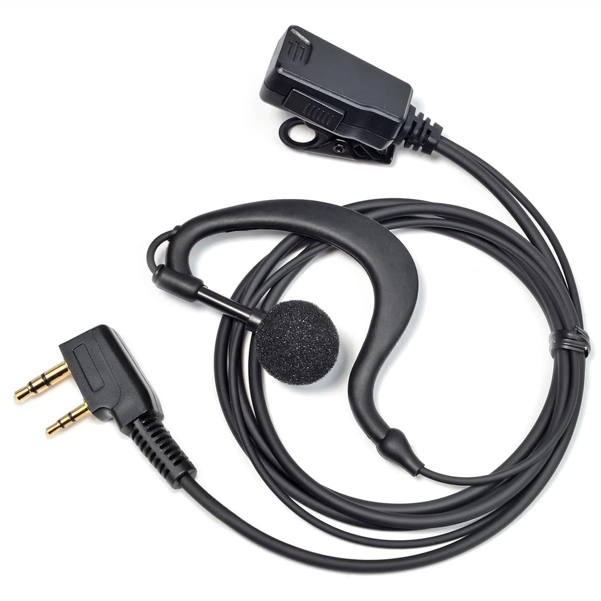 Walkie Talkie Auricular con micrófono, 2 Pines con PTT, Compatible con Kenwood eSnic Retevis Baofeng UV-5R Radio Ear Piece para guardaespaldas de Seguridad (Forma de G, 1 Piezas)