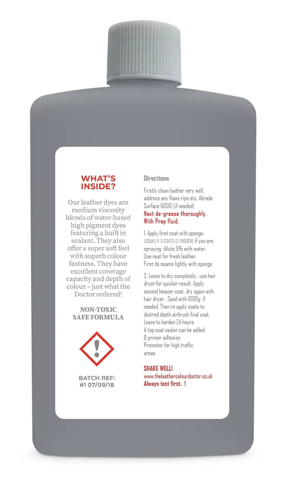 LCD All-in-One Leather dye & Sealer - Repair & Restore Paint, Permanent Colour for Sofas, Shoes, Handbags, Clothing, self Sealing 100ml by The Leather Colour Doctor (Grey) — view 2
