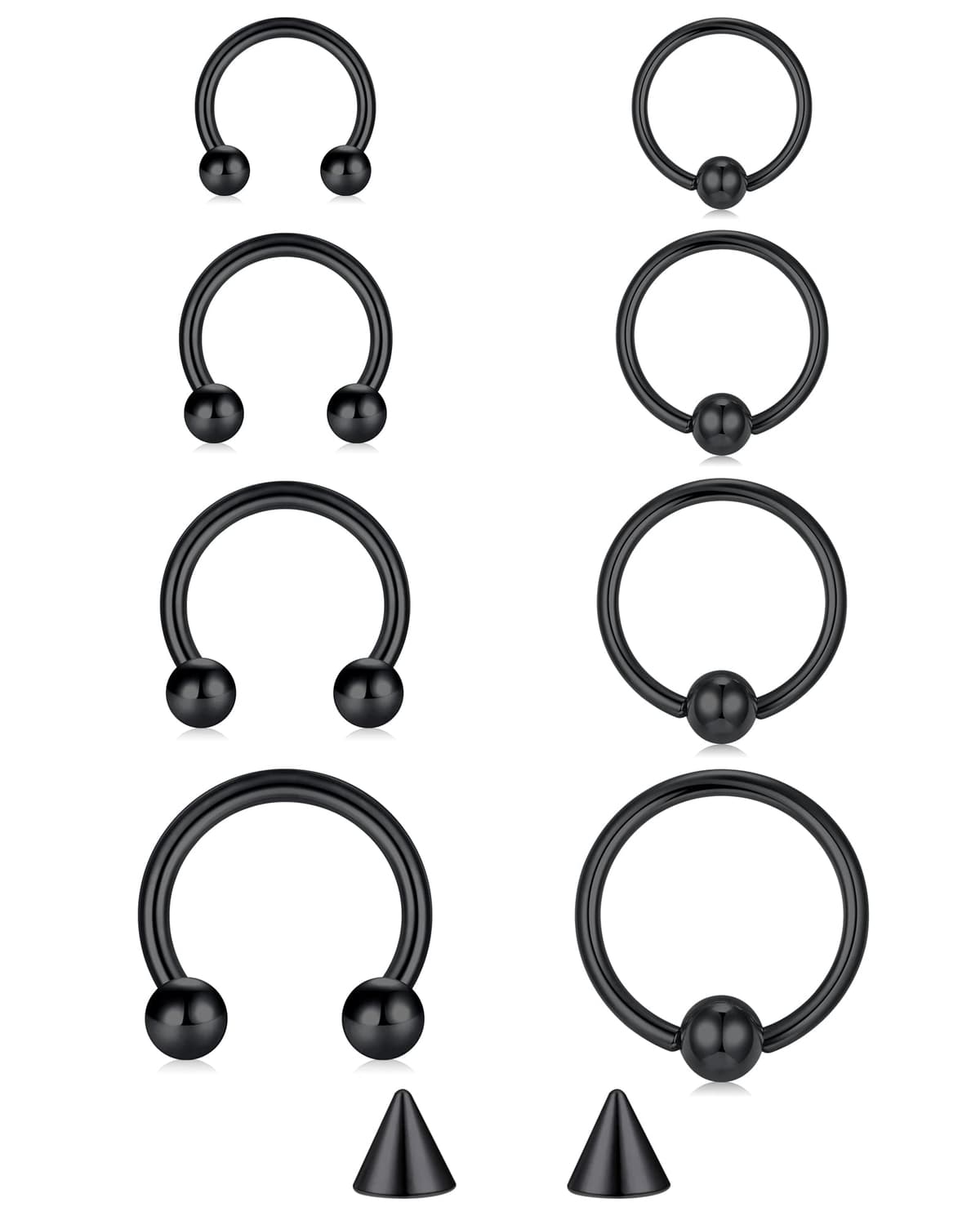 Briana Williams Septum Piercing Aro Nariz Herradura Acero Quirurgico 16G Helix con Bolitas Pendientes de Oreja Plata 6/8/10/12mm