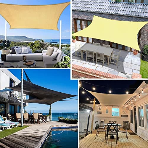 Sun Shade Sail Rectangle 95% UV Block Waterproof Patio Sun Sail Oxford Cloth Cover Canopy Sail Shades for Outdoor Patio, Lawn, Garden, Outdoor, Backyard -with Mounting Accessories (Black,2x2.5m(6.5x8.2ft)) — view 3