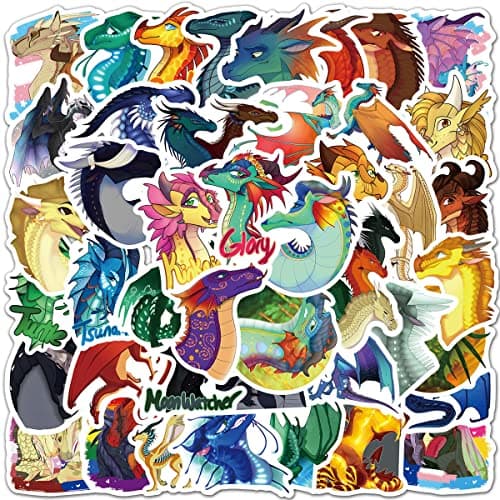60PCS Wings of Fire Dragon Stickers Pack Manga Character Sticker for Water Bottle Laptop Skateboard Journal, Waterproof Vinyl Cool Decals for Teens Adults Party Supplies