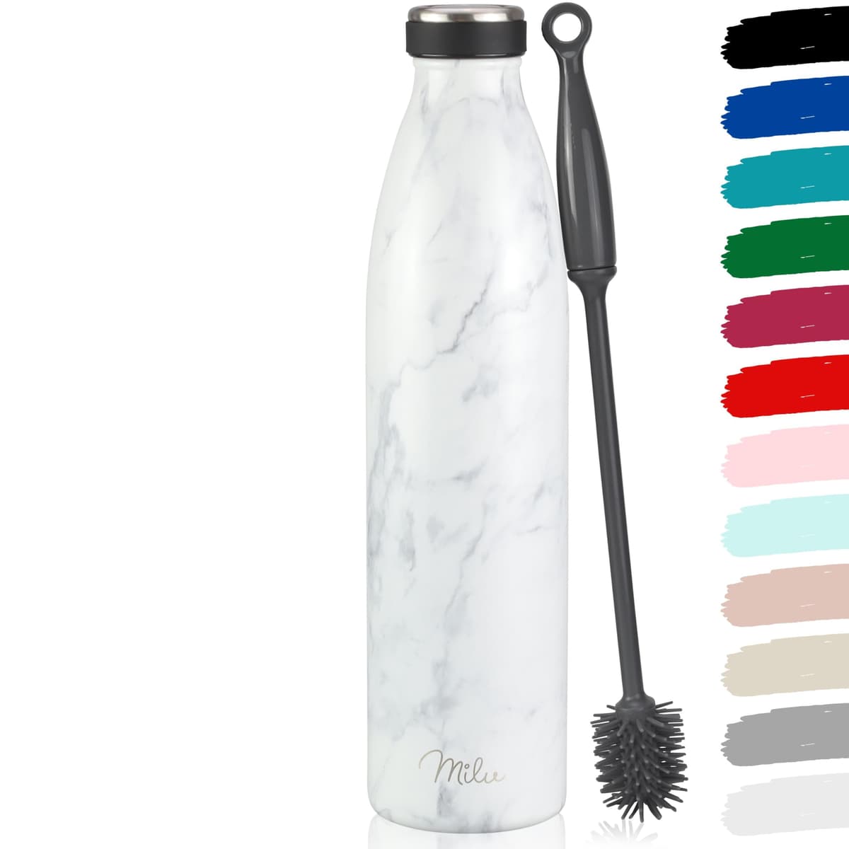 Milu Stainless Steel Drinking Bottle 1500 ml - Insulated Thermo Flask for Water - Leak Proof, Insulated and Double Walled, Carbonated (Granite Navy Blue, 1,5L) — view 34