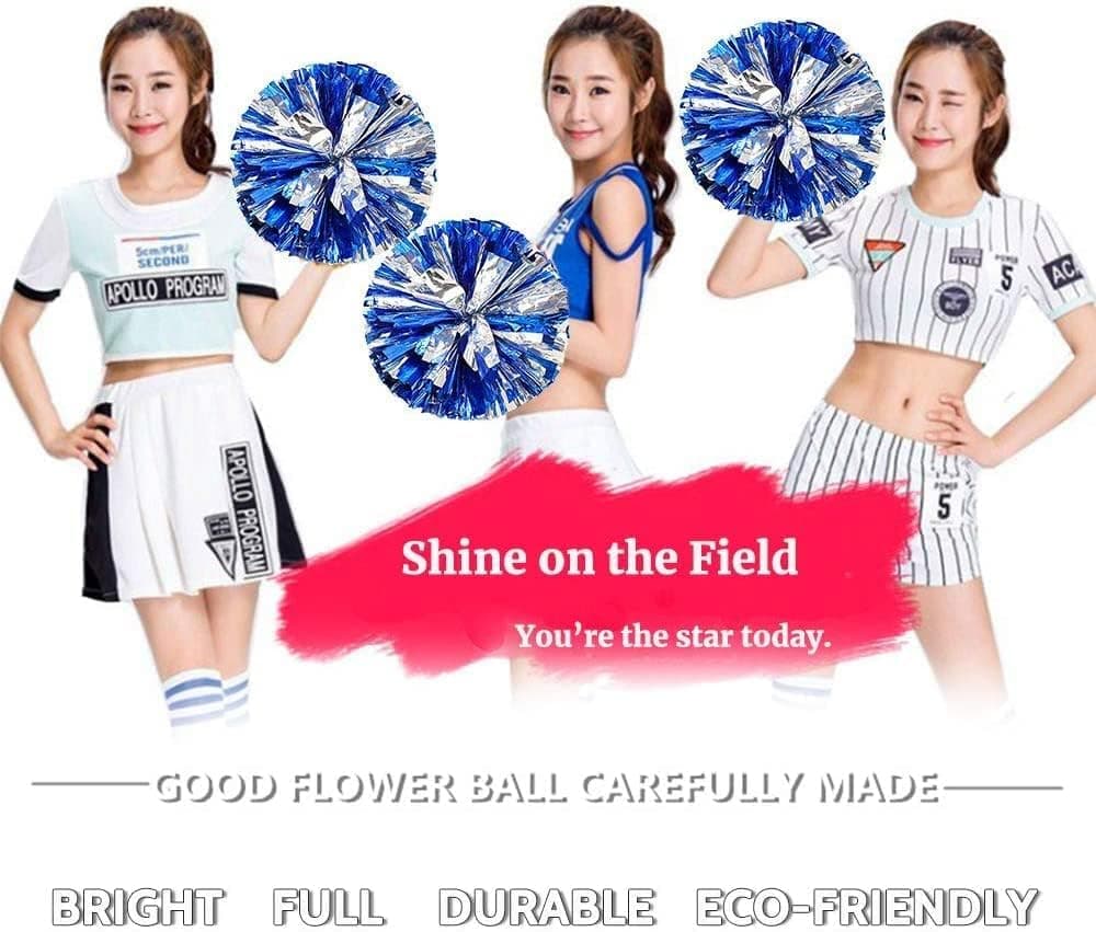 2 Piezas Cheer Leader Poms Animadora Poms Accesorios, Pompones Metallic Cheers Pompones de Porristas, Cheerleading Pom Pom con Mango para Baile Porristas — view 3