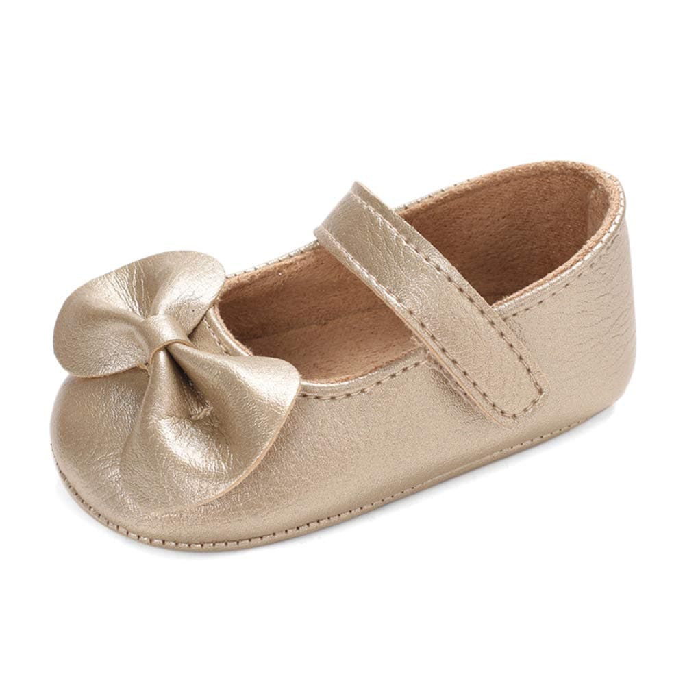 LACOFIA Baby Girls Anti-Slip First Walking Shoes Infant Bowknot Mary Jane Princess Party Shoes Prewalkers